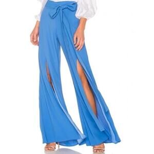Alexis Bright Blue Wide-Leg Split Pant with Waist Tie